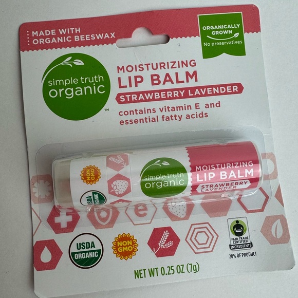Simple Truth Organic Strawberry Lavender Lip Balm New - Picture 3 of 3